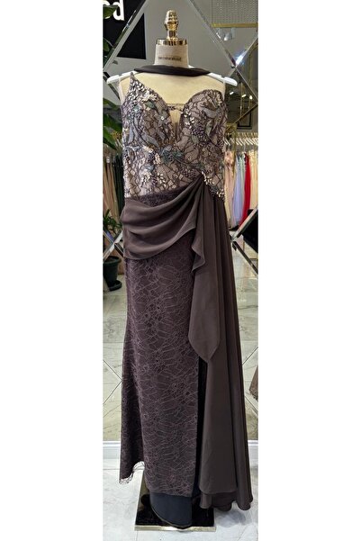 Hanımefendi Giyim Special Design Flower Embroidered Lace Evening Dress