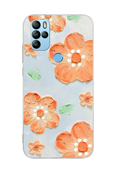 FLAMENKO حافظة هاتف شفافة بنمط زهرة برتقالية متوافقة مع جهاز General Mobile G...