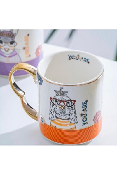 ACAR West Mug Porselen Köpek Hayvanlı Kupa 220 ml