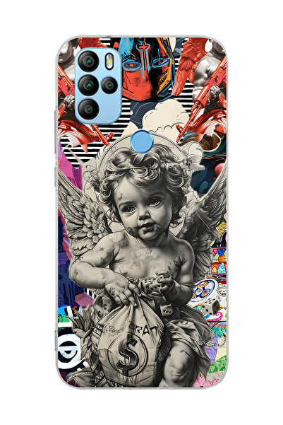 FLAMENKO حافظة هاتف شفافة بنمط Melek Collage متوافقة مع جهاز General Mobile G...