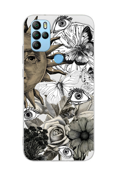 FLAMENKO حافظة هاتف شفافة بنمط الشمس والعين من جينيرال موبايل GM 21 Pro متواف...