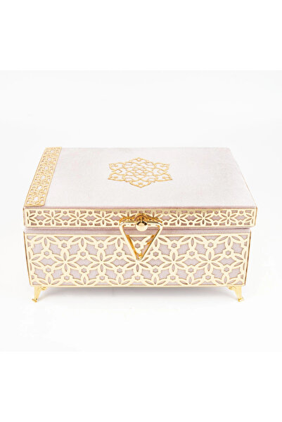Hayrat Neşriyat Velvet Chest Dowry Box, Patterned (Powder Pink, Hollow Box)