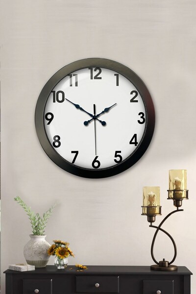 Cetiner Group 36 cm Black Metal Standard Wall Clock