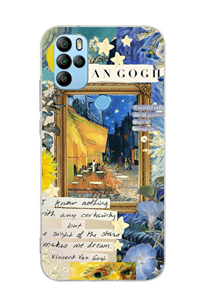 FLAMENKO حافظة هاتف شفافة بنمط فان جوخ كافيه تراس متوافقة مع جهاز جنرال موباي...