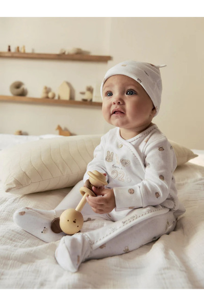 Next Baby 100% Organic Cotton 2026 Birth Year 2-Piece Overalls Hat/Hospital D...