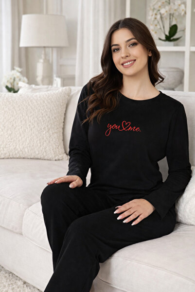 REMSA Women's Suprem Pajama Set with Writing on the Front 0607 Black07