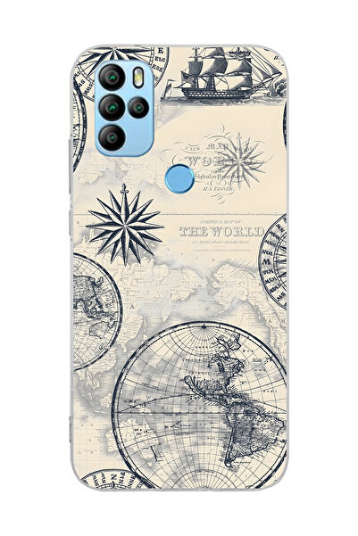 FLAMENKO حافظة هاتف شفافة بنمط خريطة العالم والبوصلة متوافقة مع جهاز General ...