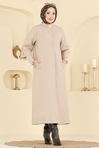 ModaMerve Manşeti Triko Detaylı Kaban 6255BSK463-MS Vizyon