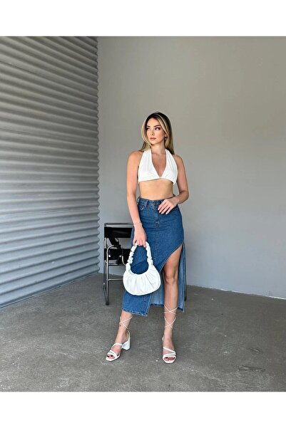 KENE JEANS FUSTĂ ASIMETRICĂ LUNGĂ PENTRU FEMEI CU PARTEA FRONTALĂ DECUPATĂ