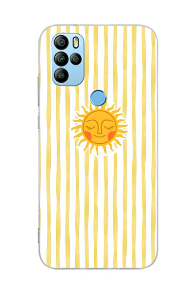 FLAMENKO حافظة هاتف شفافة بنمط شمسي مخطط باللون الأصفر متوافقة مع جهاز Genera...