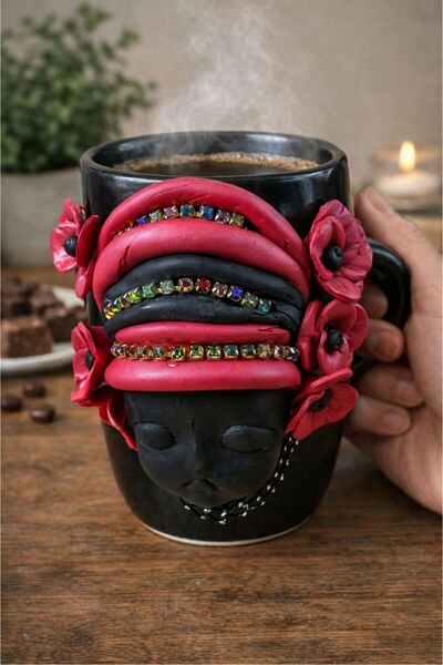 Uretti - Hülya 6683 Handmade Polymer Clay Patterned Ceramic Mug 250ml – Gypsy...