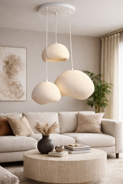 Limon 3D Desing 3'lü Sarkıt Avize Rustik 20-30-40 E27 Modern Avize Bohem Beto...