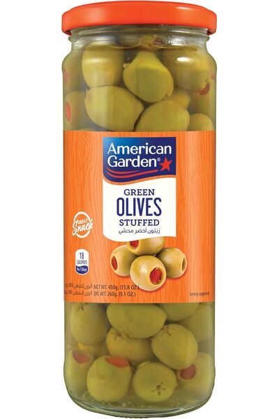 american garden زيتون أخضر محشو 450 غرام
