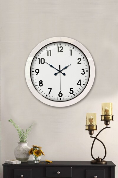 Cetiner Group 36 cm White Metal Standard Wall Clock
