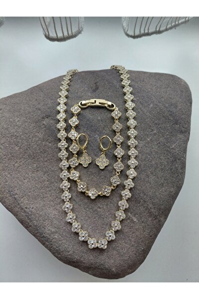 lavante butik kendini özel hisset Zirkon Taşlı Yonca Su Yolu Set Çelik Kolye ...