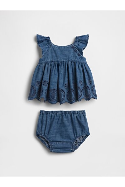 GAP Bebek Mavi Denim Eyelet Outfit Set