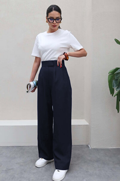 YAKAMEL Women's Premium High Waist Velcro Flexible Wide-Leg Palazzo Pants