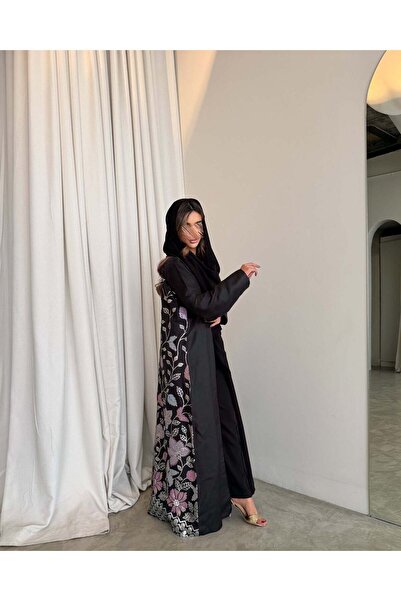 AYA MWT1050 - Abaya with lace insert and embroidery