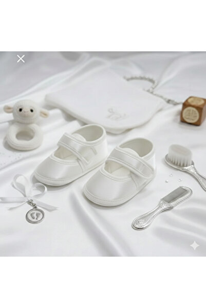 AYS Bebe Unisex Beyaz Renk Bebek Patik - Özel Gün Baby shower Mevlüt Ayakkabı...