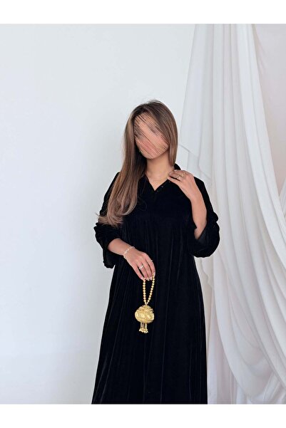 AYA MWJ026 - جلابية مخمل و الخلف هدب اسود