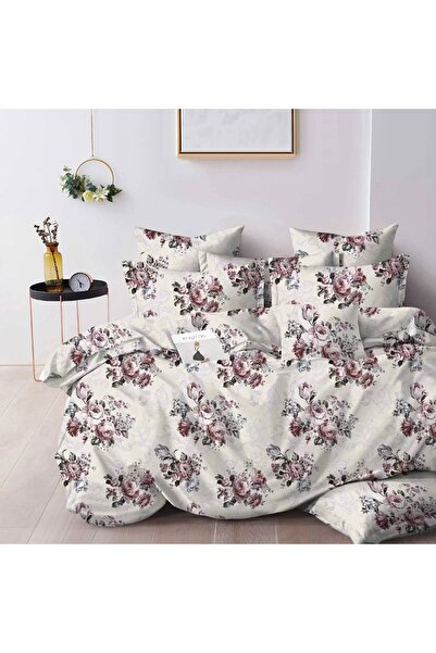 CumparaMisim Double bed linen, Finet, 6 pieces, Beige, flowers