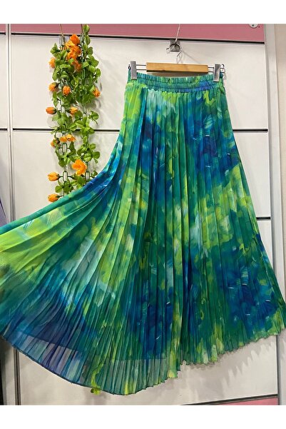 edu collection Patterned Chiffon Bell Skirt with Lining