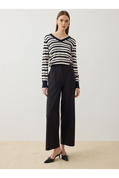 Refka Pantaloni clasici cu talie înaltă din țesătură crep - Negru -