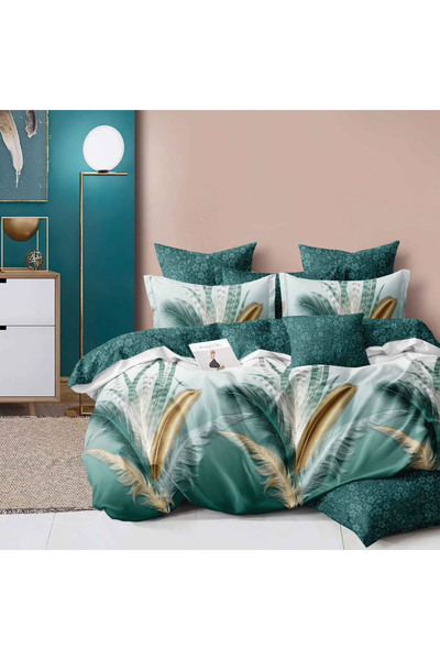 CumparaMisim Double bed linen, Finet, 6 pieces, Green, feathers