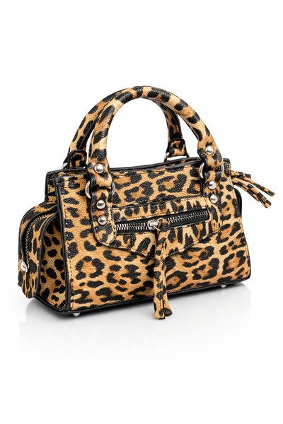 Melos Butik Geantă de mână și de umăr din piele cu imprimeu leopard pentru femei