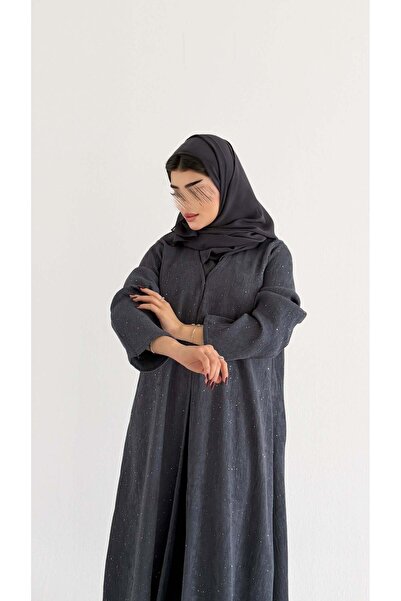 AYA MWT994 - Shiny fabric, flared cut with a front tie to close the abaya