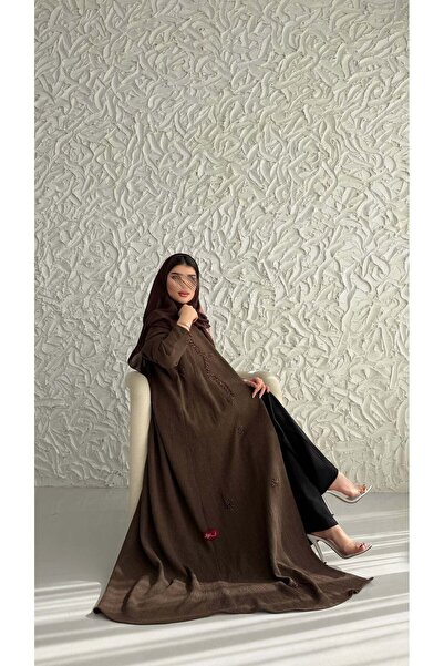 AYA MW2056 - عباية لنن هندي قصه هينك تطريز يدوي