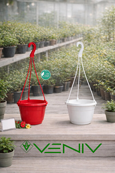 VENİV 2 Adet Askılı Dekoratif Saksı 18 cm Çap Yükseklik 12 cm