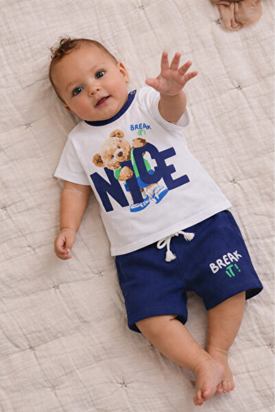 Victor and Jane Infant Boys’ 2-Piece Set – “Nice” Graphic T-Shirt & Shorts