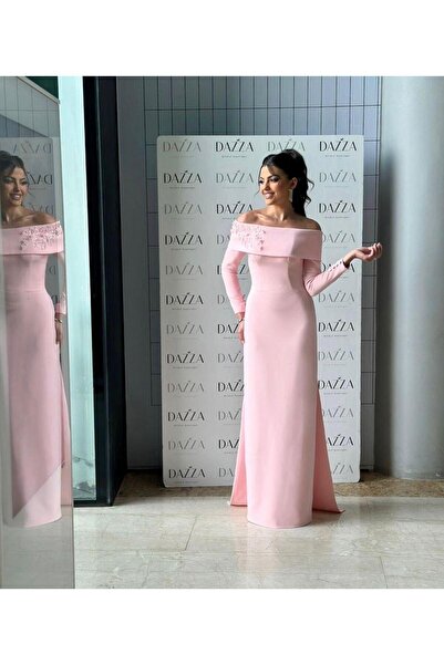 NO BRAND Barbie-style evening dress with two-tone computer-cut trim