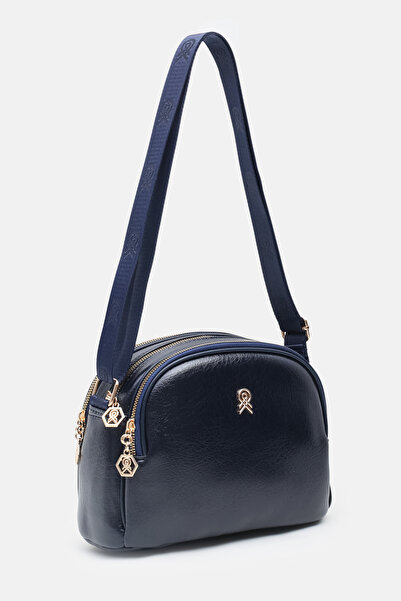 MASLANBAGS Women's Navy Blue 3-Compartment Quality Lined Daily Crossbody and ...