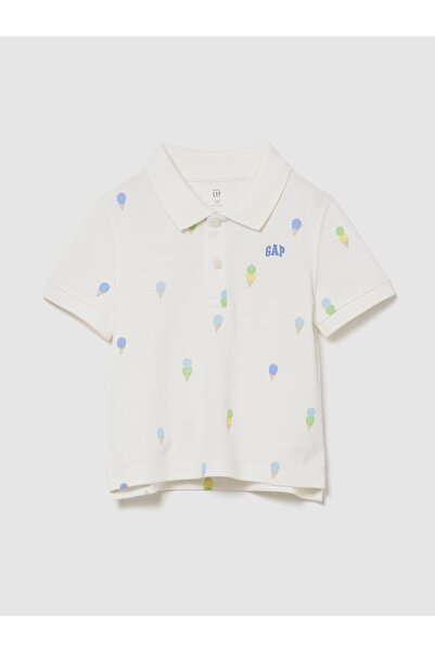 GAP Erkek Bebek Beyaz Pique Polo T-Shirt