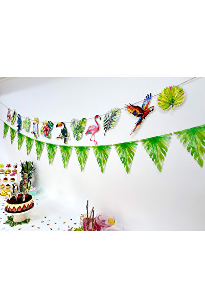 Flu Party لافتة مثلثة الشكل بتصميم استوائي - راية ذات طابع استوائي