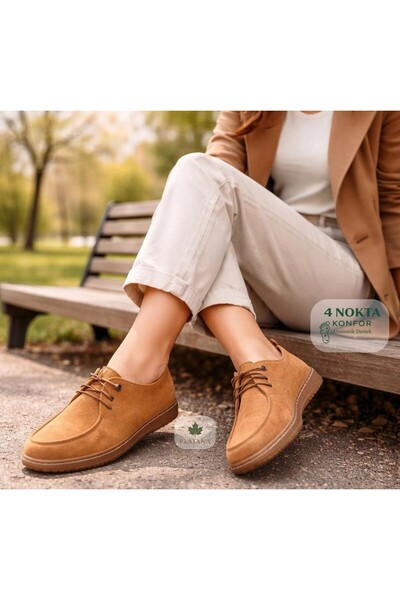 Platana Women's Daily Orthopedic Suede Shoes – 4-Point Comfortable Light Sole...