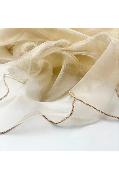 ARMANDA İPEKLİ KENARLARI TAŞLI ŞAL-Dore