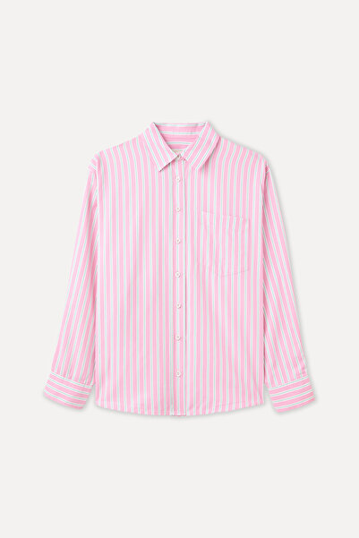 Mudo Striped Oversize Single Pocket Long Sleeve Shirt