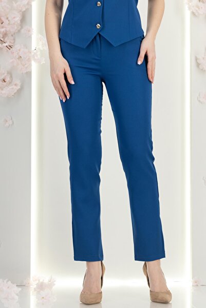 StarShinerS Γυναικείο παντελόνι από κωνικό ύφασμα με ψηλή μέση και πλαϊνές τσ...