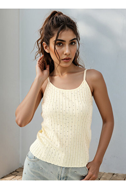 2Xtremz Embellished Strappy Crop Top with Scoop Neck