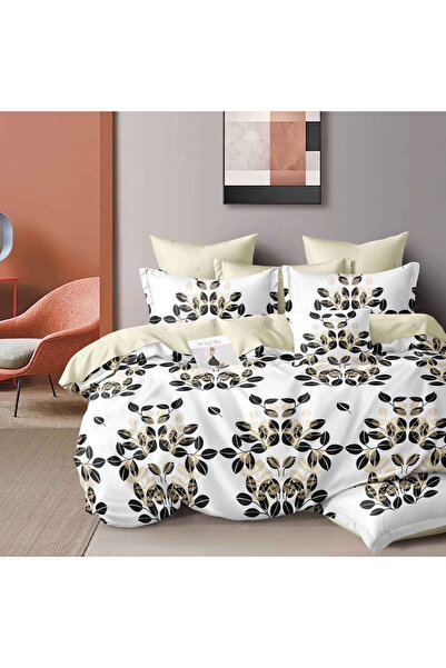 CumparaMisim Double bed linen, Finet, 6 pieces, White, Cream, leaves