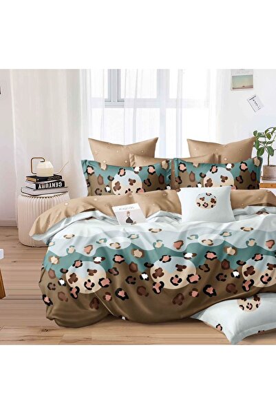 CumparaMisim Double bed linen, Finet, 6 pieces, Blue, Brown, abstract