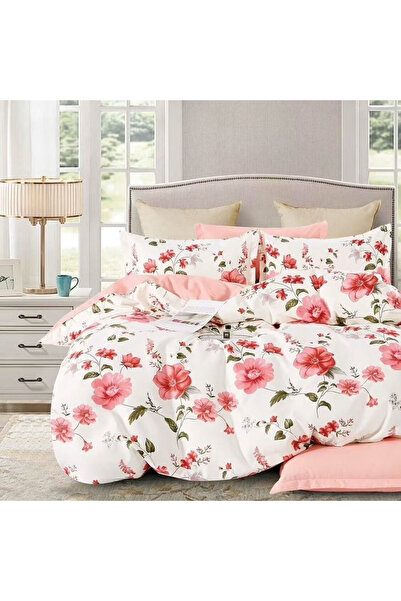 CumparaMisim Double bed linen, Finet, 6 pieces, White, Pink, flowers