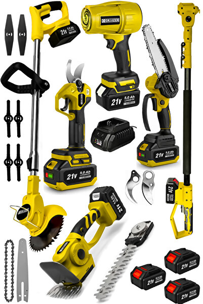 Graizer S 6 In 1 Akülü Bahçe Bakım Seti Hava Üfleme Çit Dal Budama Makası,Tes...