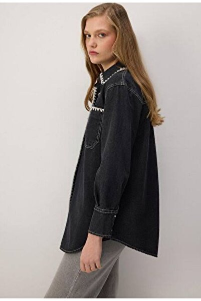 Touche ETNİK DESENLİ DENİM GÖMLEK