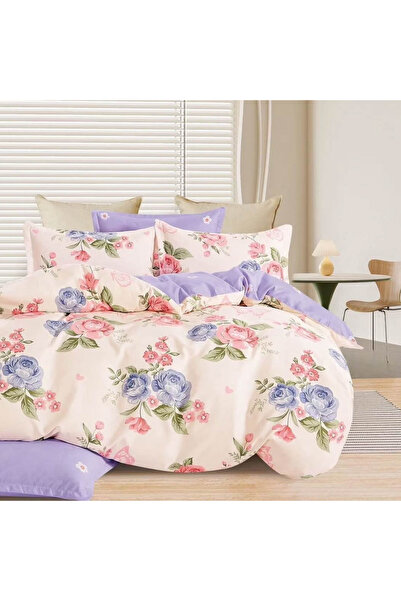 CumparaMisim Double bed linen, Finet, 6 pieces, Cream, Lilac, popcorn