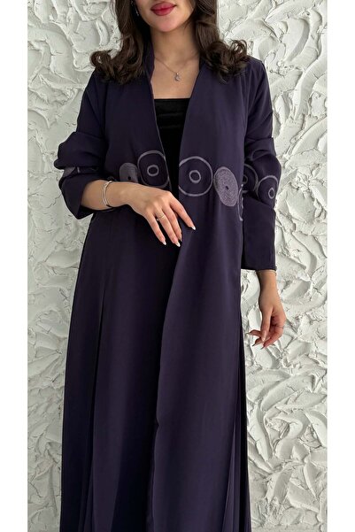 AYA MW2067 - عباية بليزر تطريز في الامام والاكمام