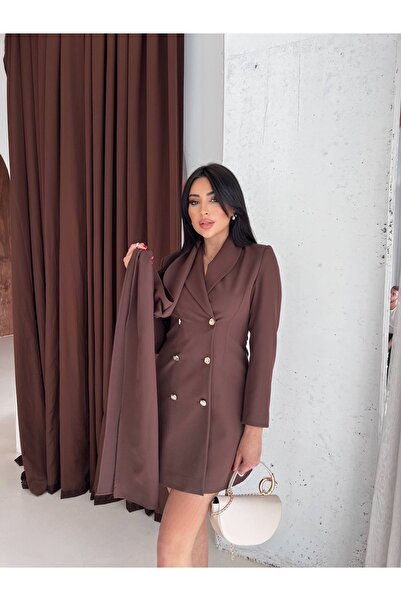 cottonage Premium Women's Jacket Dress with Scarf Detail